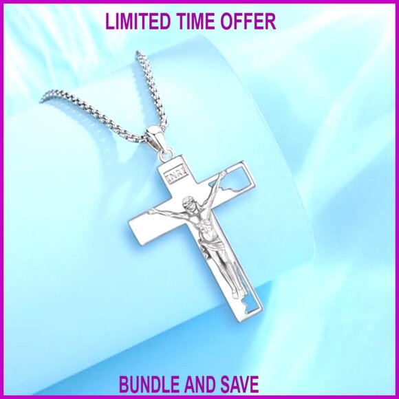 925 Sterling Silver Religious Cross Pendant Necklace 22" Chain Protection Amulet - Picture 2 of 7